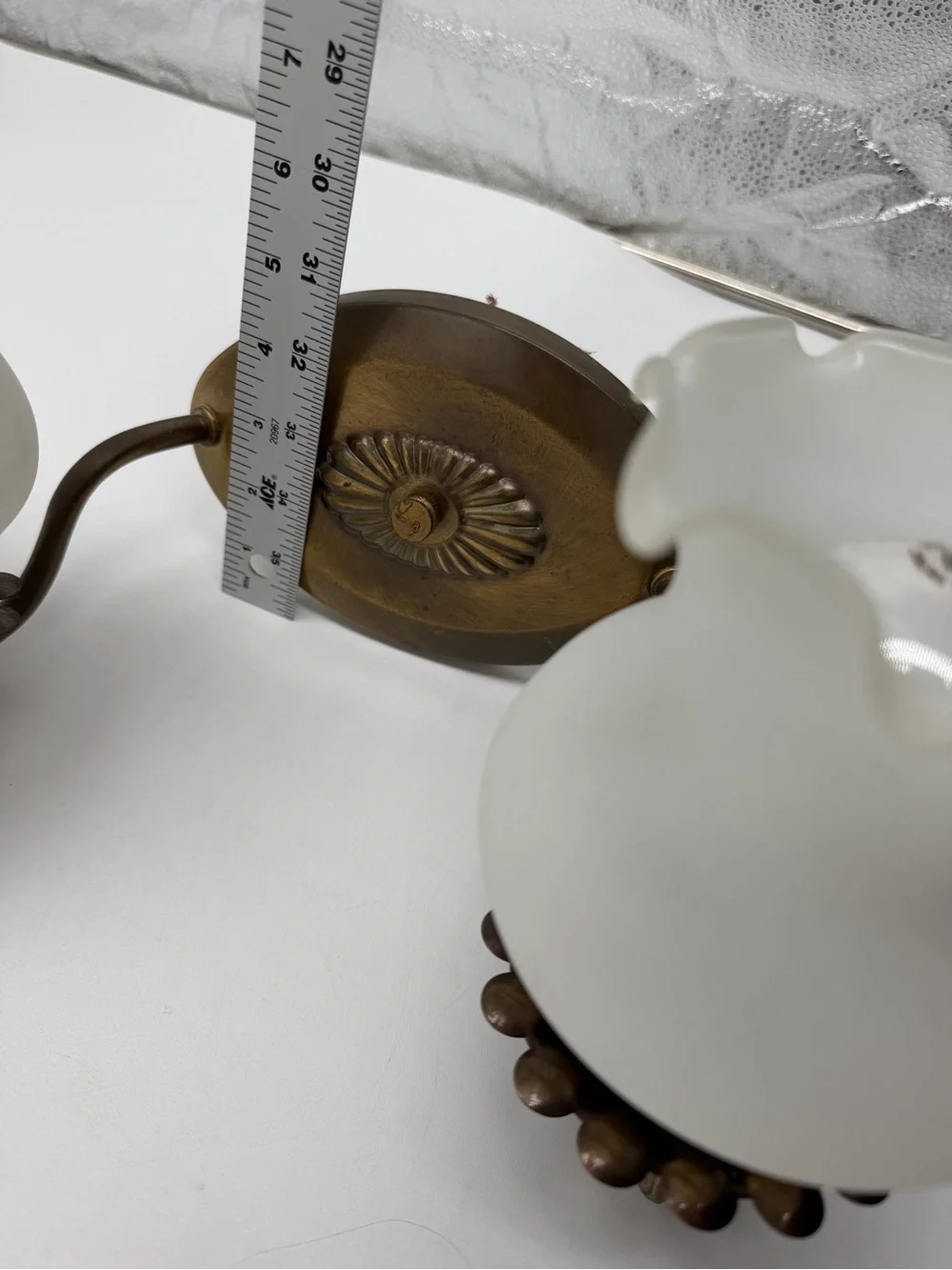 Vintage Lavery & Co. 2 Light Wall Sconce Frosted Tulip Glass Brass Fixture